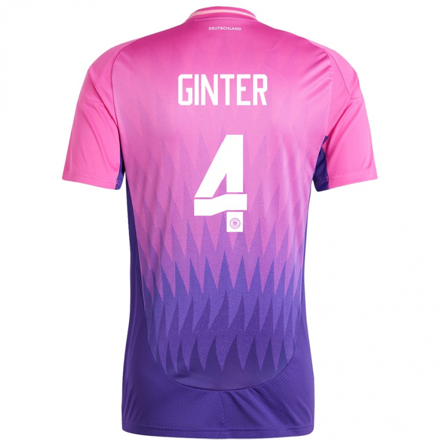 Kids Football Germany Matthias Ginter #4 Pink Purple Away Jersey 24-26 T-Shirt Uk