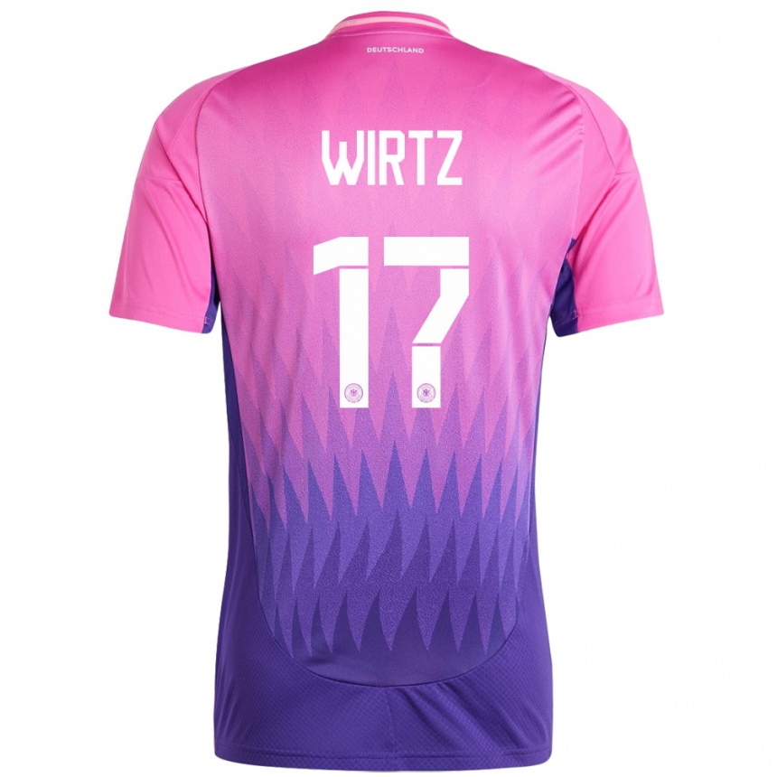 Kids Football Germany Florian Wirtz #17 Pink Purple Away Jersey 24-26 T-Shirt Uk