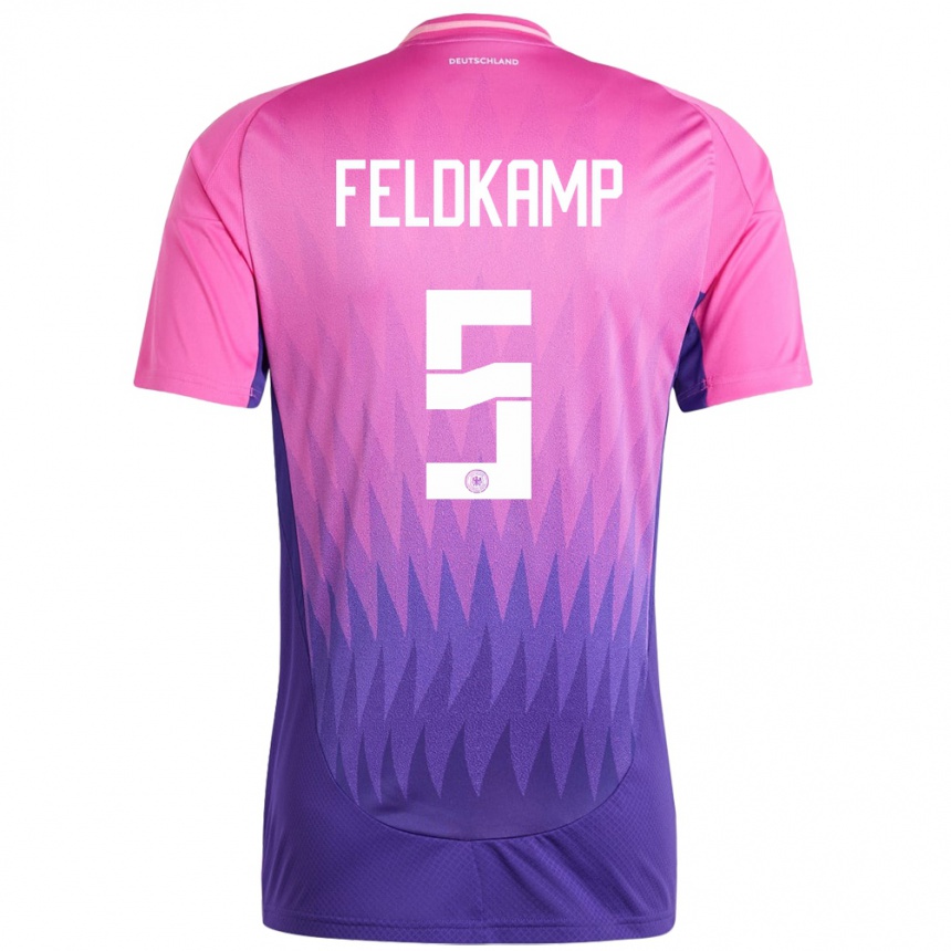 Kids Football Germany Jana Feldkamp #5 Pink Purple Away Jersey 24-26 T-Shirt Uk