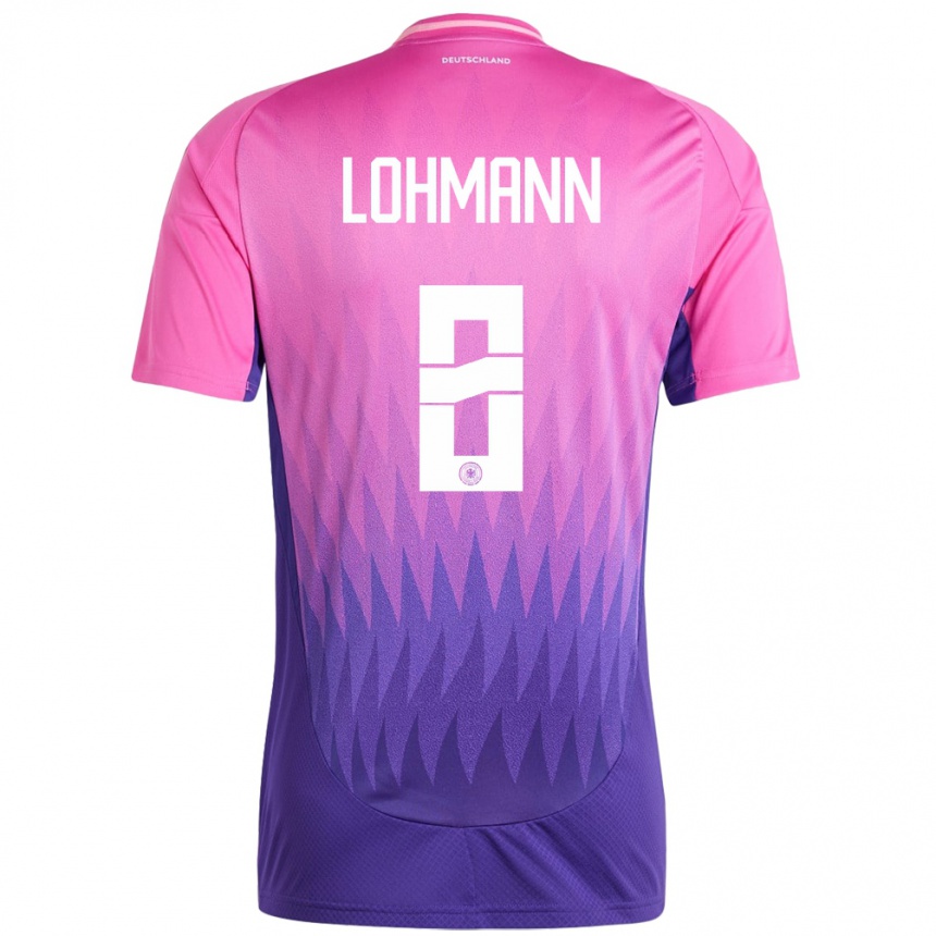 Kids Football Germany Sydney Lohmann #8 Pink Purple Away Jersey 24-26 T-Shirt Uk