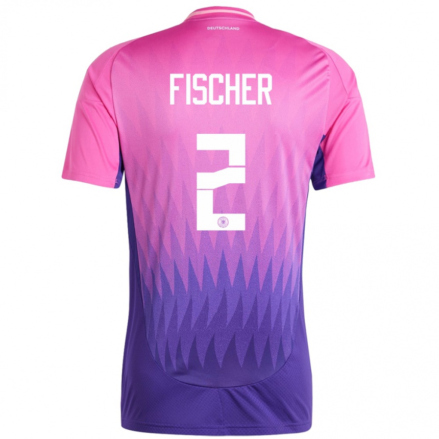 Kids Football Germany Kilian Fischer #2 Pink Purple Away Jersey 24-26 T-Shirt Uk