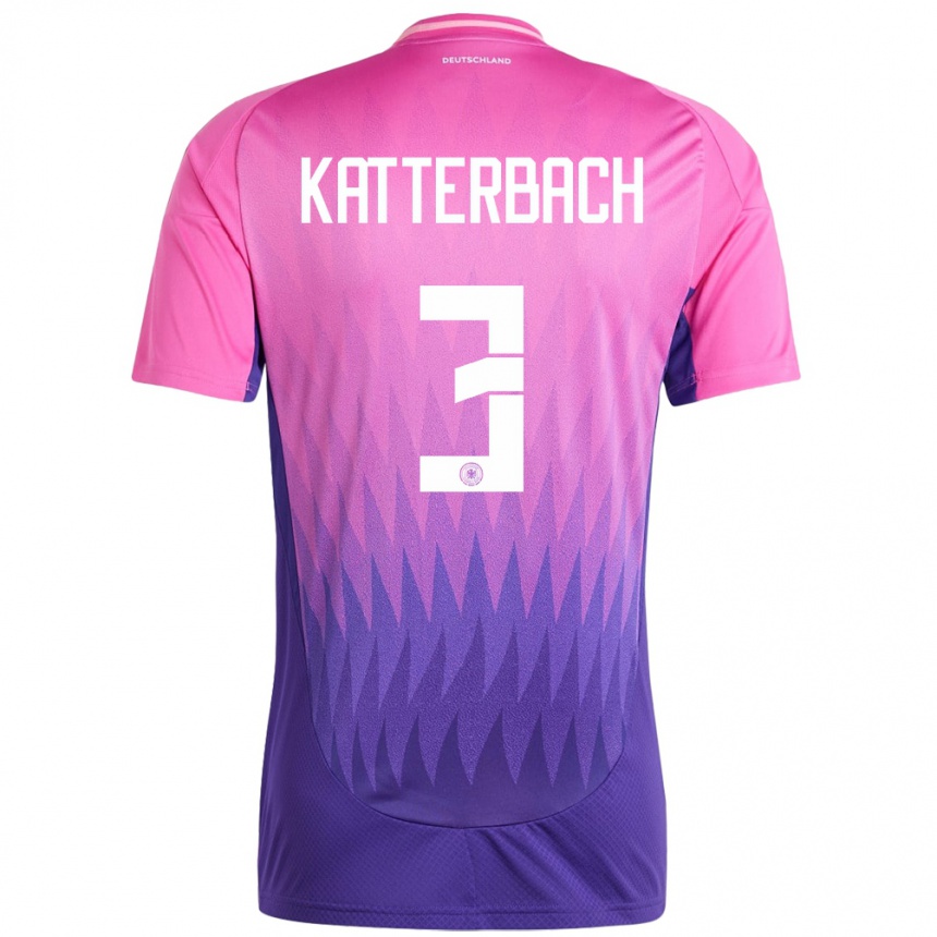 Kids Football Germany Noah Katterbach #3 Pink Purple Away Jersey 24-26 T-Shirt Uk