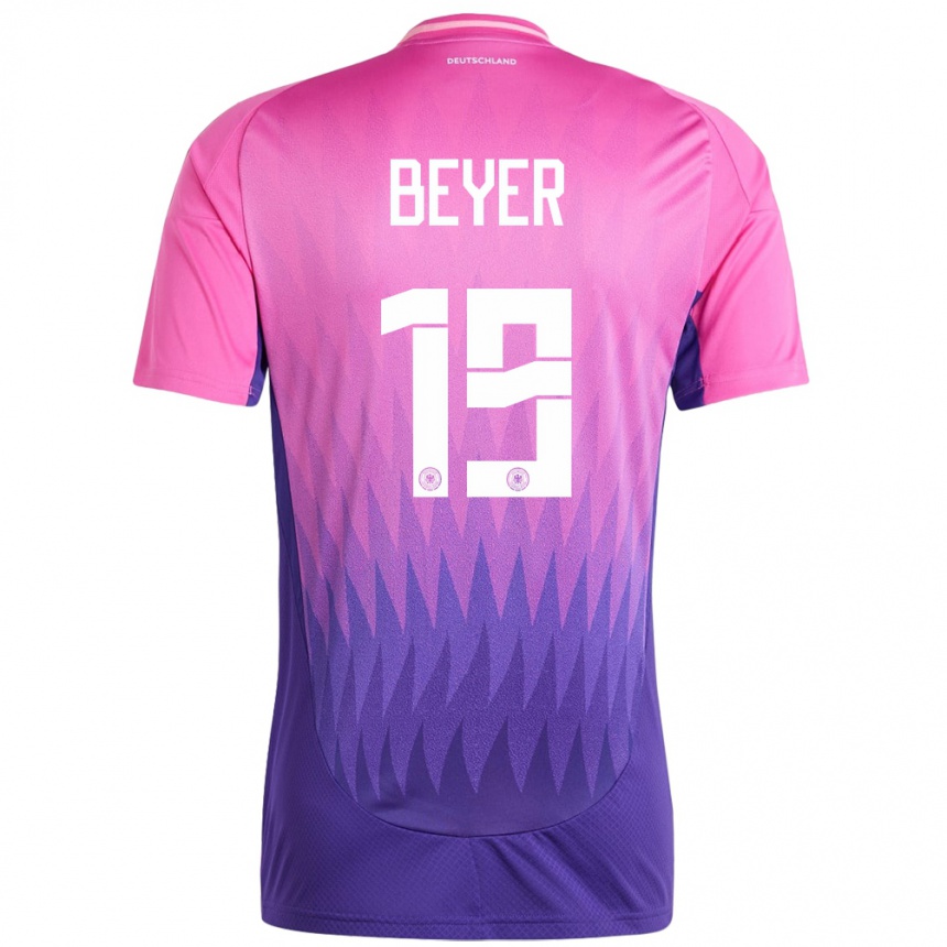 Kids Football Germany Jordan Beyer #19 Pink Purple Away Jersey 24-26 T-Shirt Uk