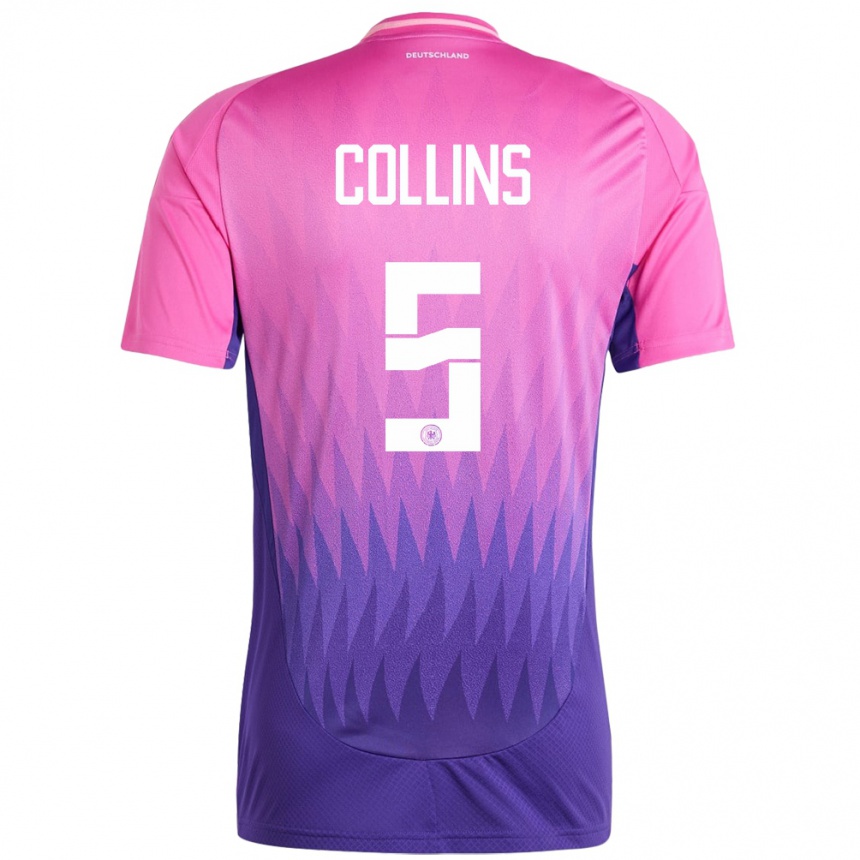 Kids Football Germany Nnamdi Collins #5 Pink Purple Away Jersey 24-26 T-Shirt Uk