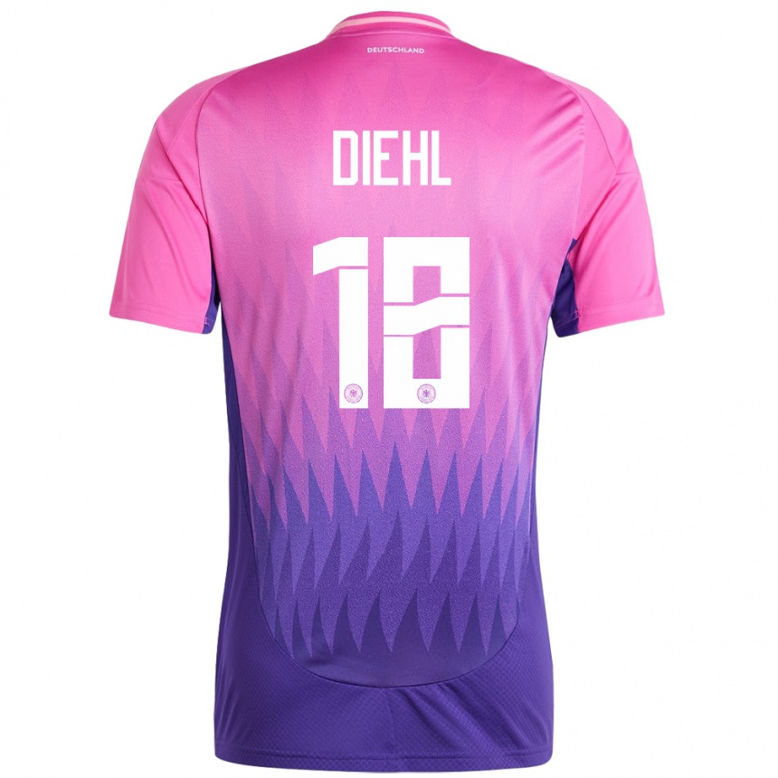 Kids Football Germany Justin Diehl #18 Pink Purple Away Jersey 24-26 T-Shirt Uk