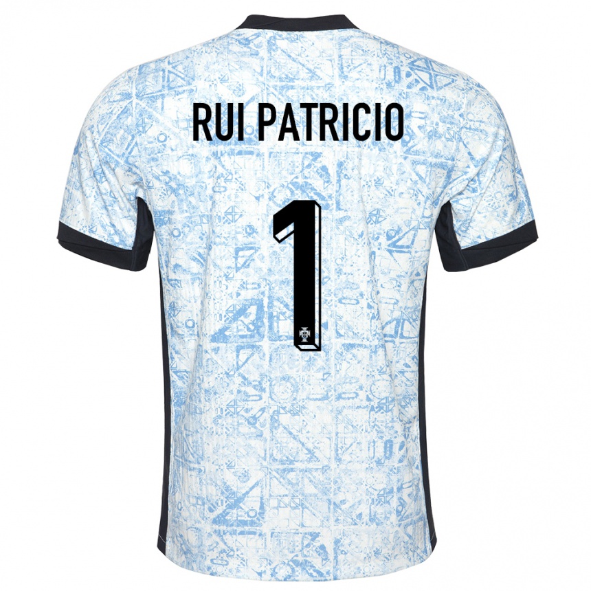 Kids Football Portugal Rui Patricio #1 Cream Blue Away Jersey 24-26 T-Shirt Uk