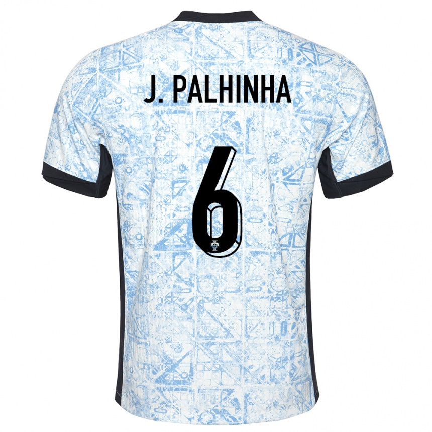 Kids Football Portugal Joao Palhinha #6 Cream Blue Away Jersey 24-26 T-Shirt Uk