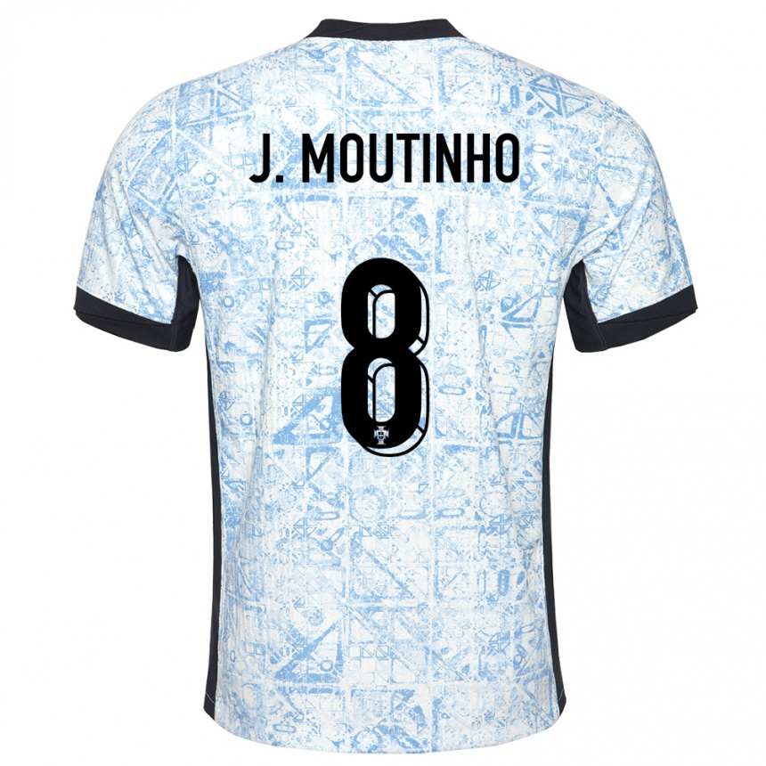 Kids Football Portugal Joao Moutinho #8 Cream Blue Away Jersey 24-26 T-Shirt Uk