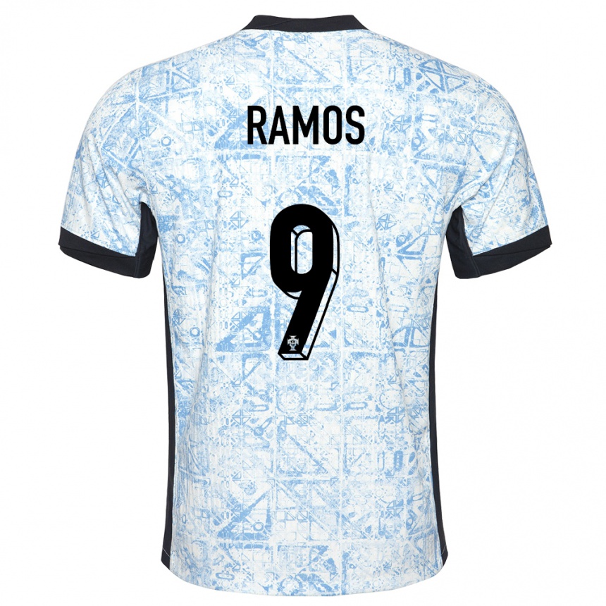 Kids Football Portugal Goncalo Ramos #9 Cream Blue Away Jersey 24-26 T-Shirt Uk