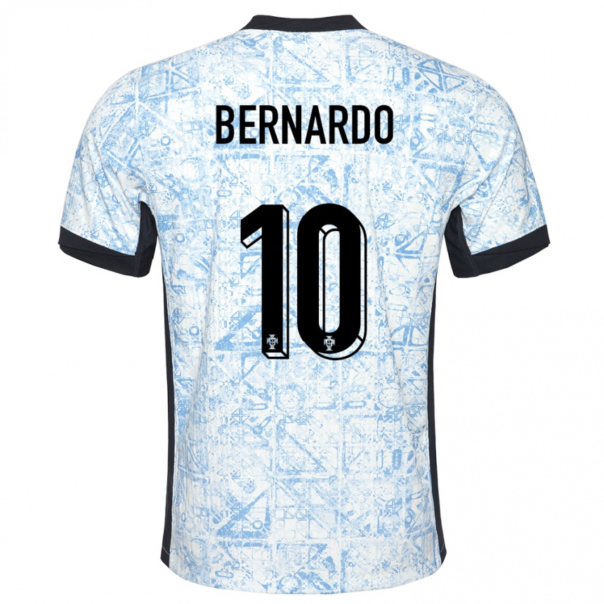 Kids Football Portugal Bernardo Silva #10 Cream Blue Away Jersey 24-26 T-Shirt Uk