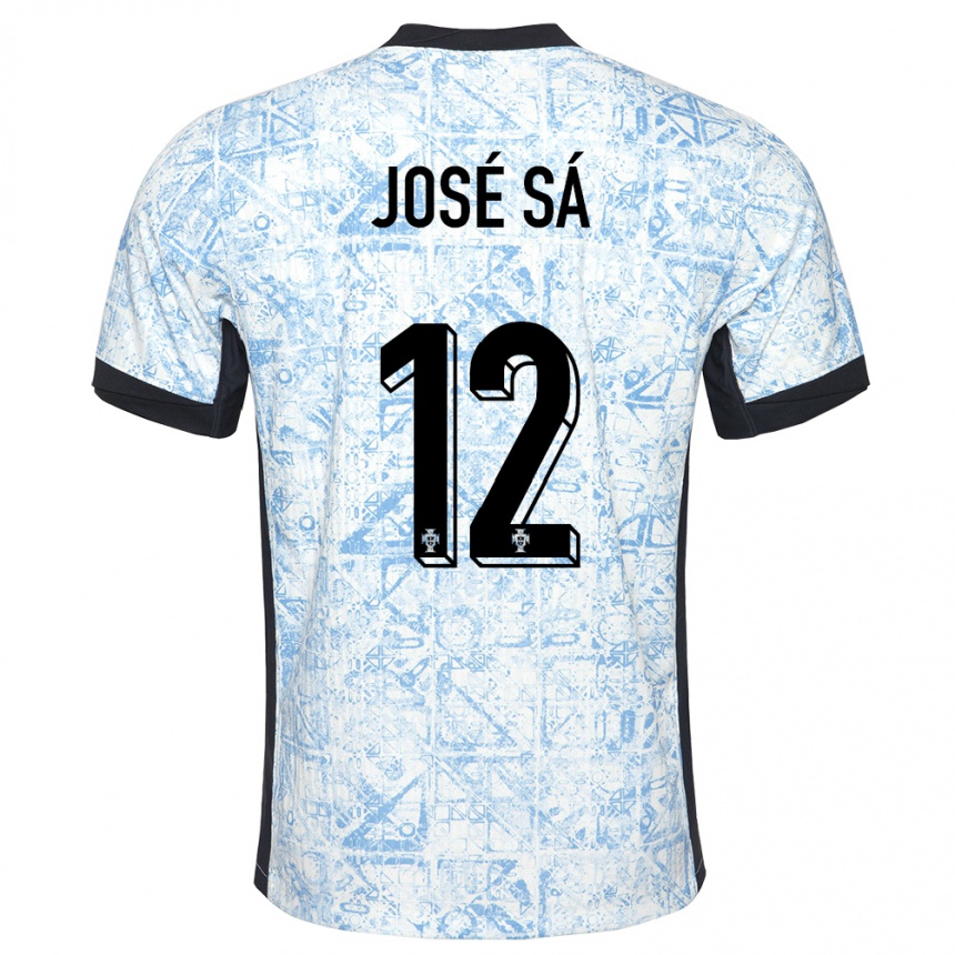 Kids Football Portugal Jose Sa #12 Cream Blue Away Jersey 24-26 T-Shirt Uk