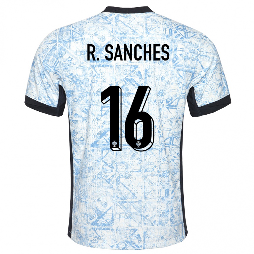 Kids Football Portugal Renato Sanches #16 Cream Blue Away Jersey 24-26 T-Shirt Uk