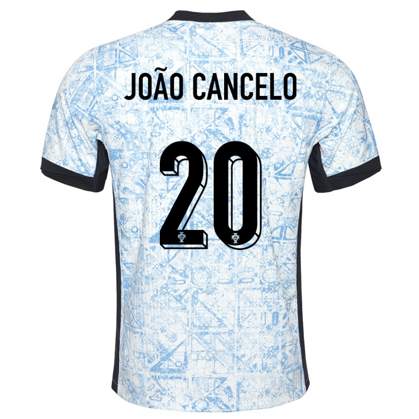 Kids Football Portugal Joao Cancelo #20 Cream Blue Away Jersey 24-26 T-Shirt Uk