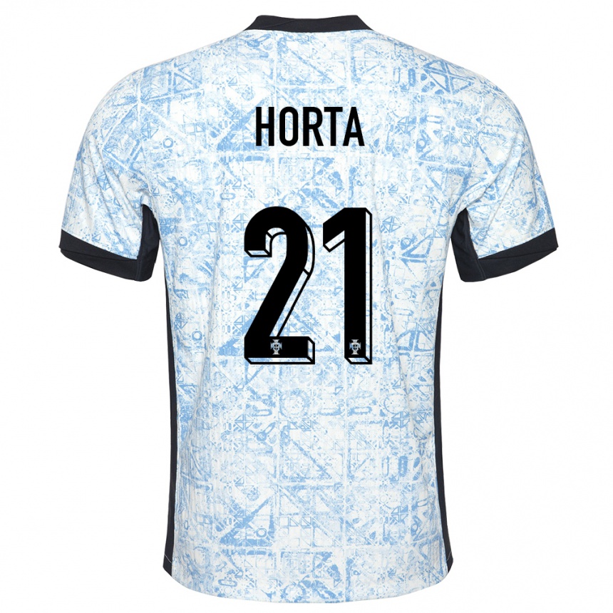 Kids Football Portugal Ricardo Horta #21 Cream Blue Away Jersey 24-26 T-Shirt Uk