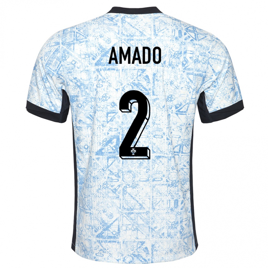 Kids Football Portugal Catarina Amado #2 Cream Blue Away Jersey 24-26 T-Shirt Uk