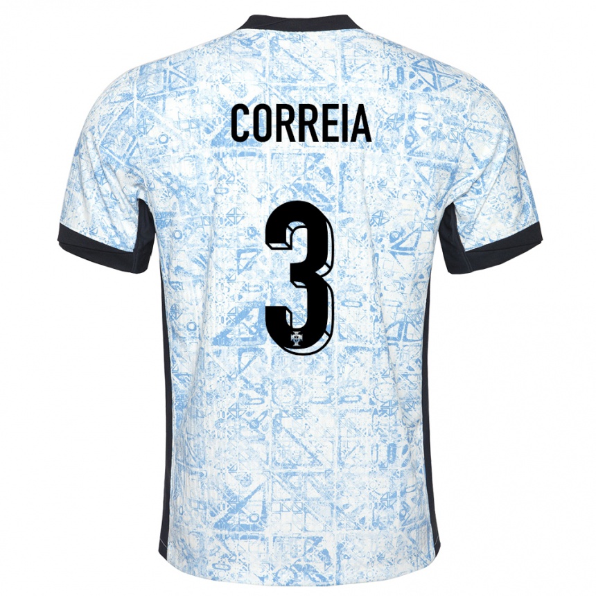 Kids Football Portugal Alicia Correia #3 Cream Blue Away Jersey 24-26 T-Shirt Uk