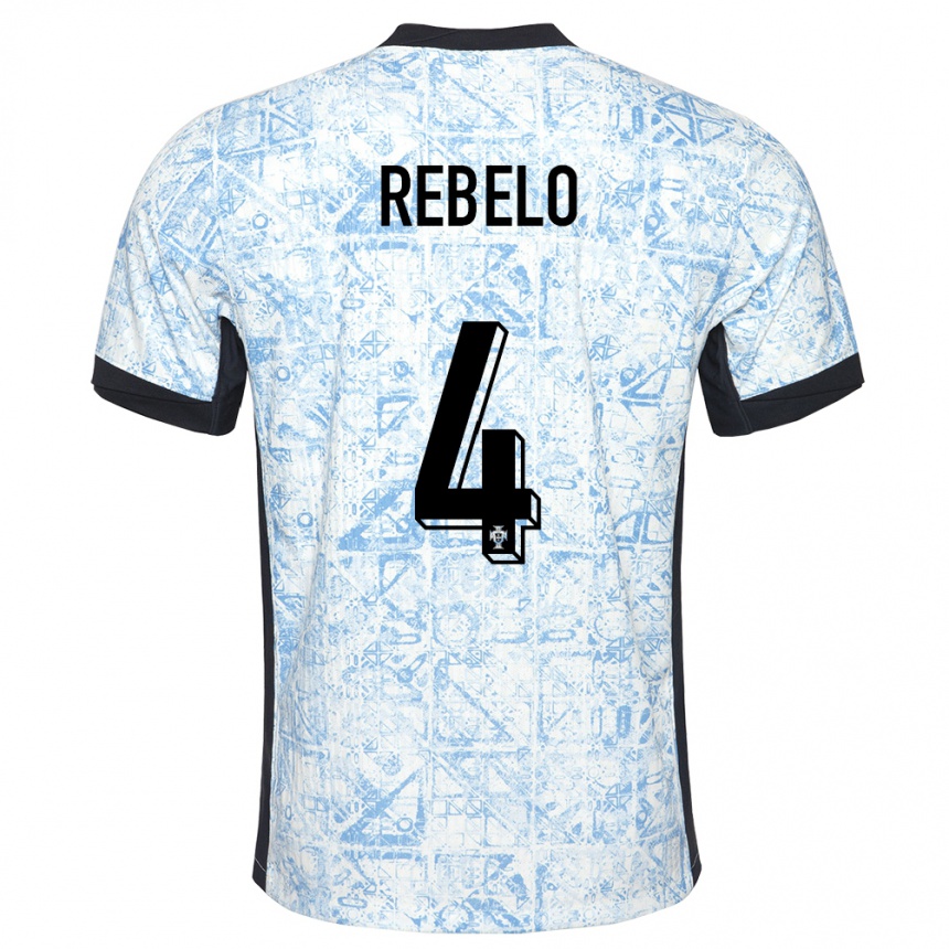 Kids Football Portugal Silvia Rebelo #4 Cream Blue Away Jersey 24-26 T-Shirt Uk