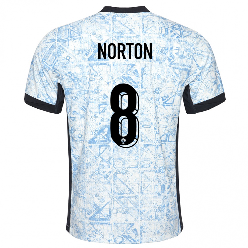 Kids Football Portugal Andreia Norton #8 Cream Blue Away Jersey 24-26 T-Shirt Uk