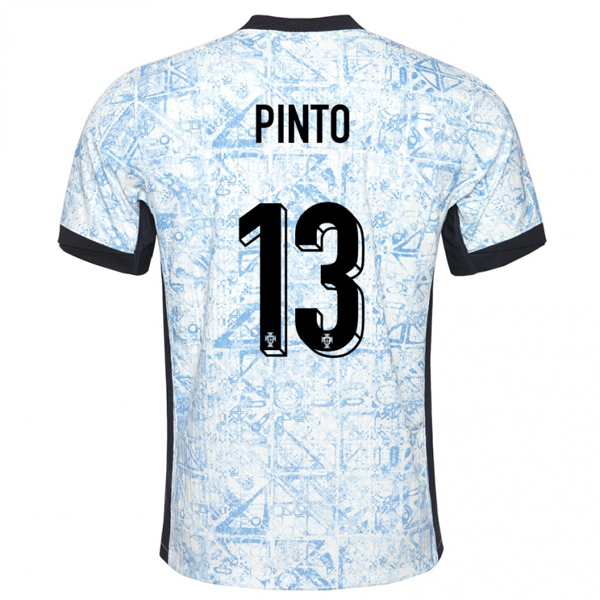 Kids Football Portugal Fatima Pinto #13 Cream Blue Away Jersey 24-26 T-Shirt Uk