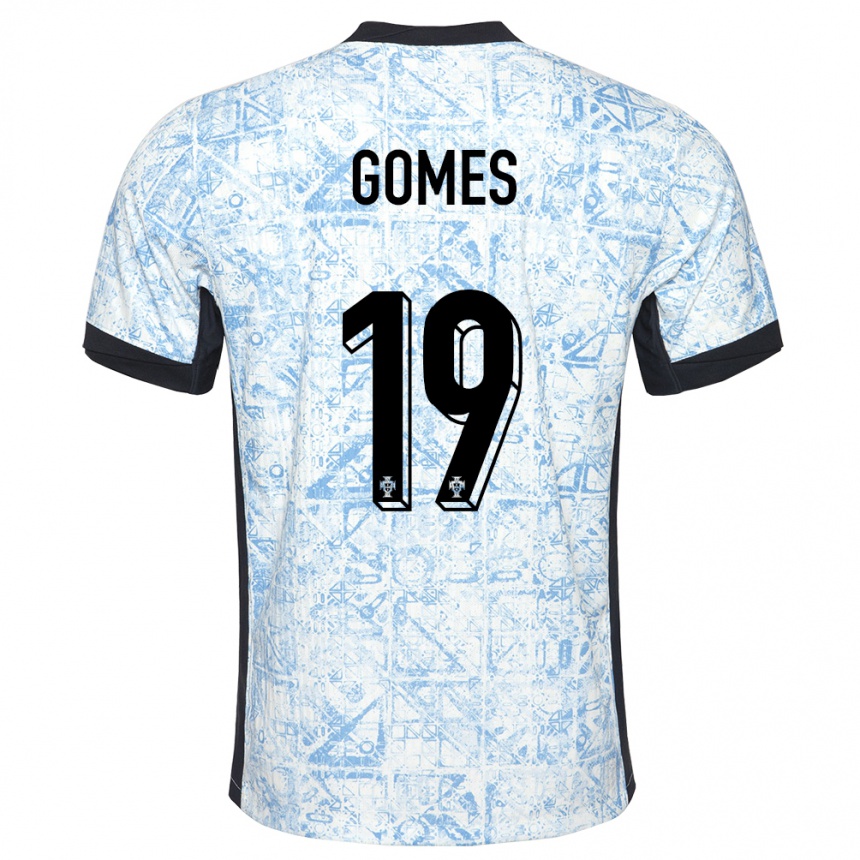 Kids Football Portugal Diana Gomes #19 Cream Blue Away Jersey 24-26 T-Shirt Uk