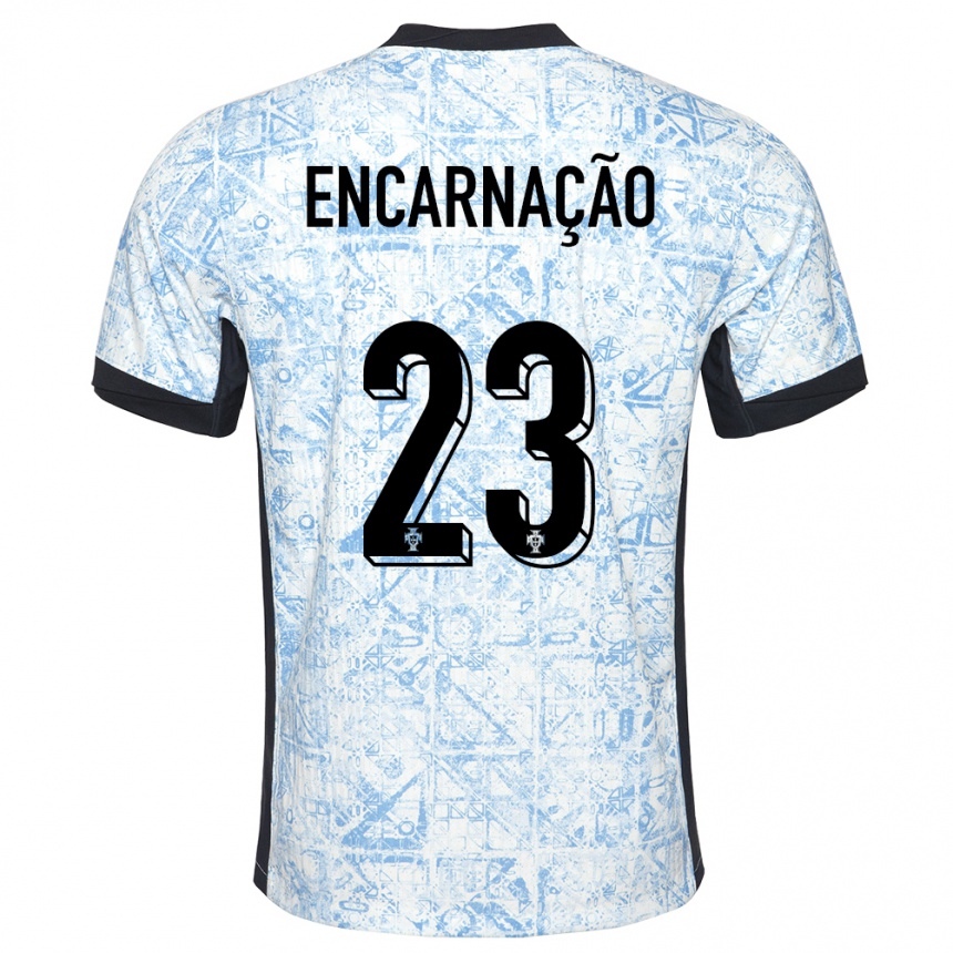 Kids Football Portugal Telma Encarnacao #23 Cream Blue Away Jersey 24-26 T-Shirt Uk