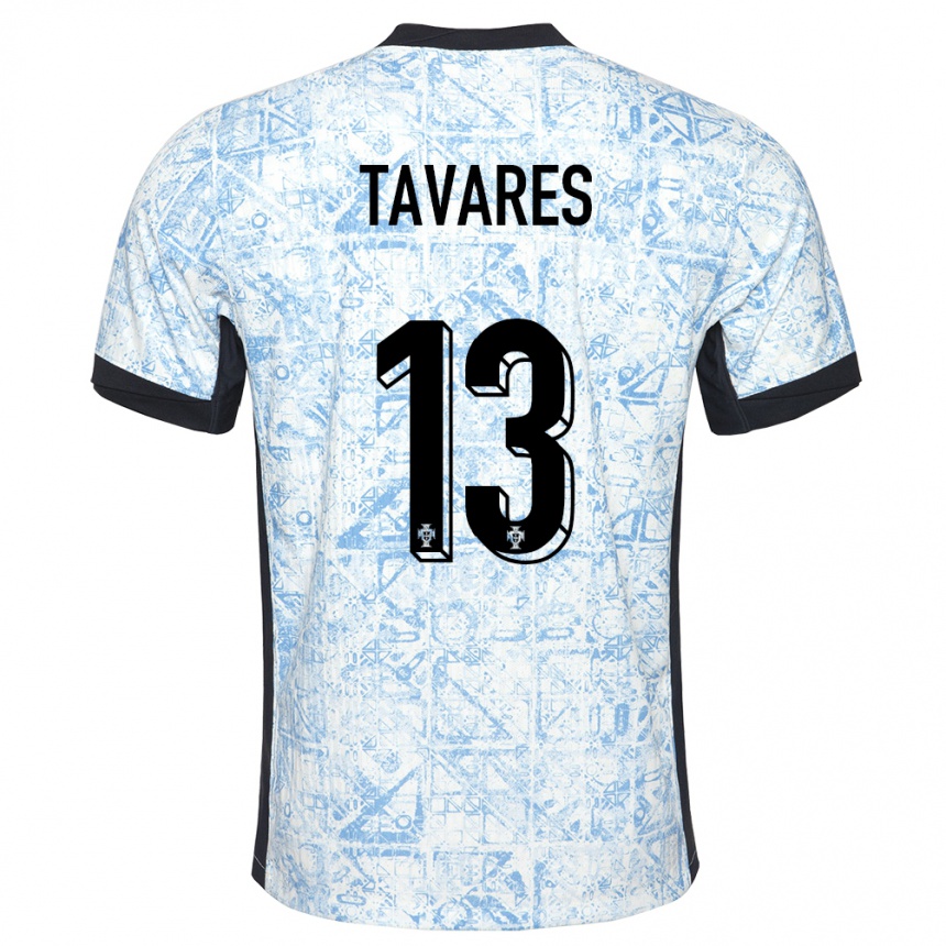 Kids Football Portugal Nuno Tavares #13 Cream Blue Away Jersey 24-26 T-Shirt Uk