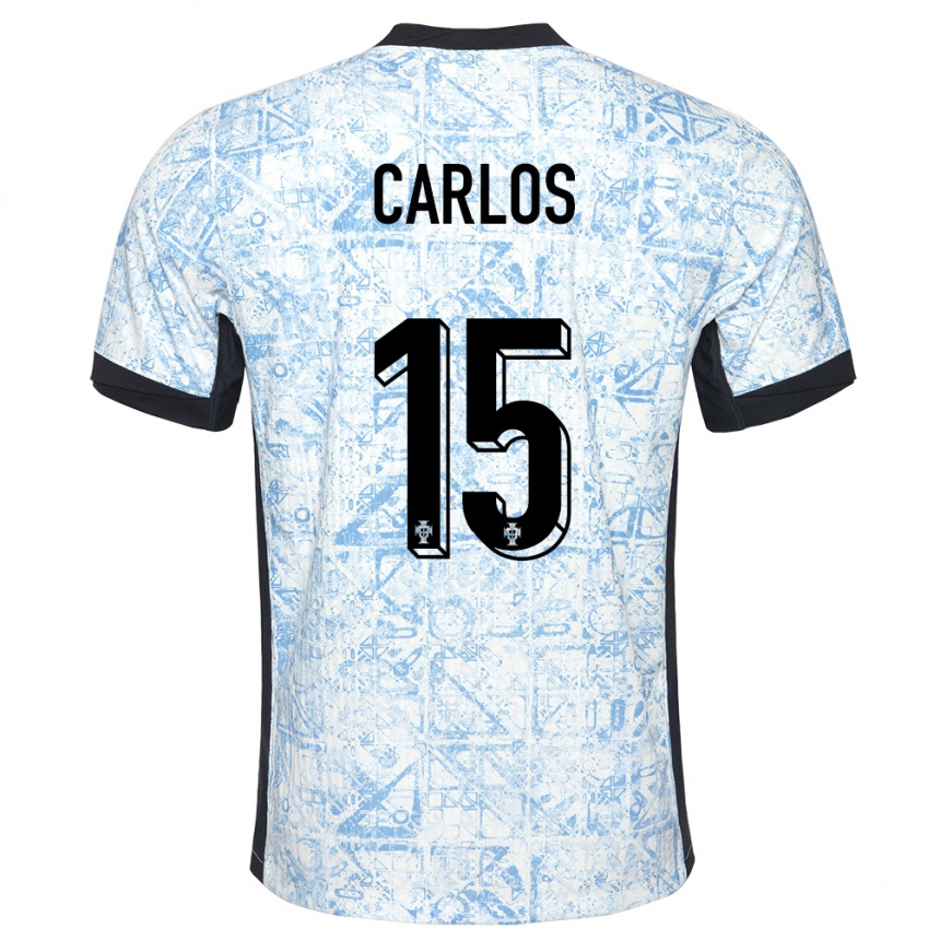 Kids Football Portugal Ze Carlos #15 Cream Blue Away Jersey 24-26 T-Shirt Uk