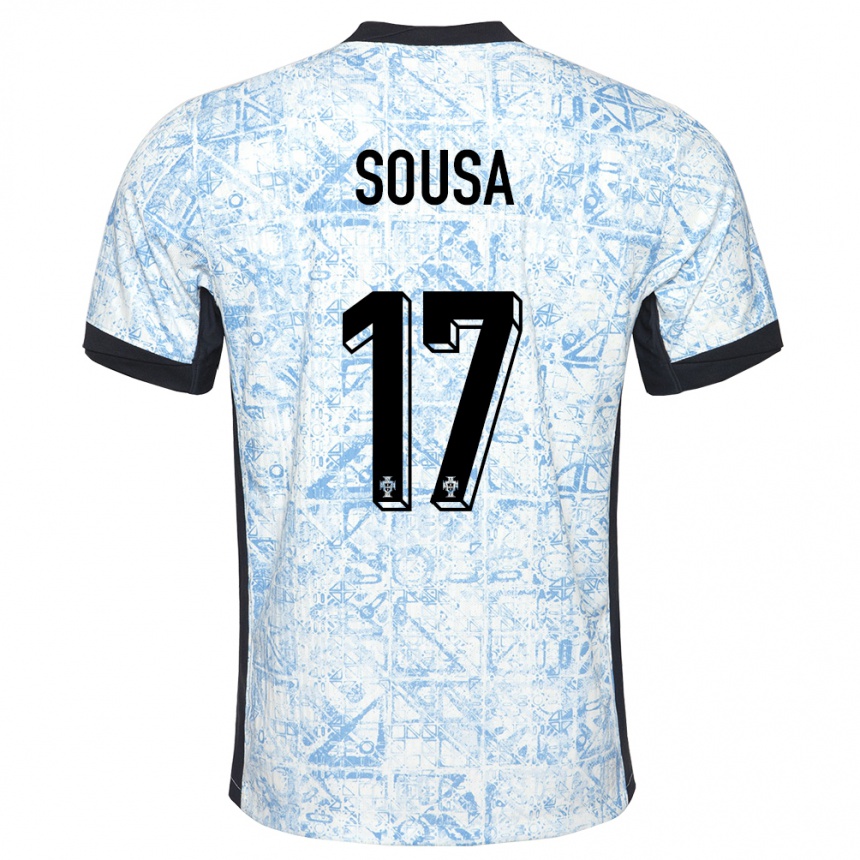 Kids Football Portugal Vasco Sousa #17 Cream Blue Away Jersey 24-26 T-Shirt Uk