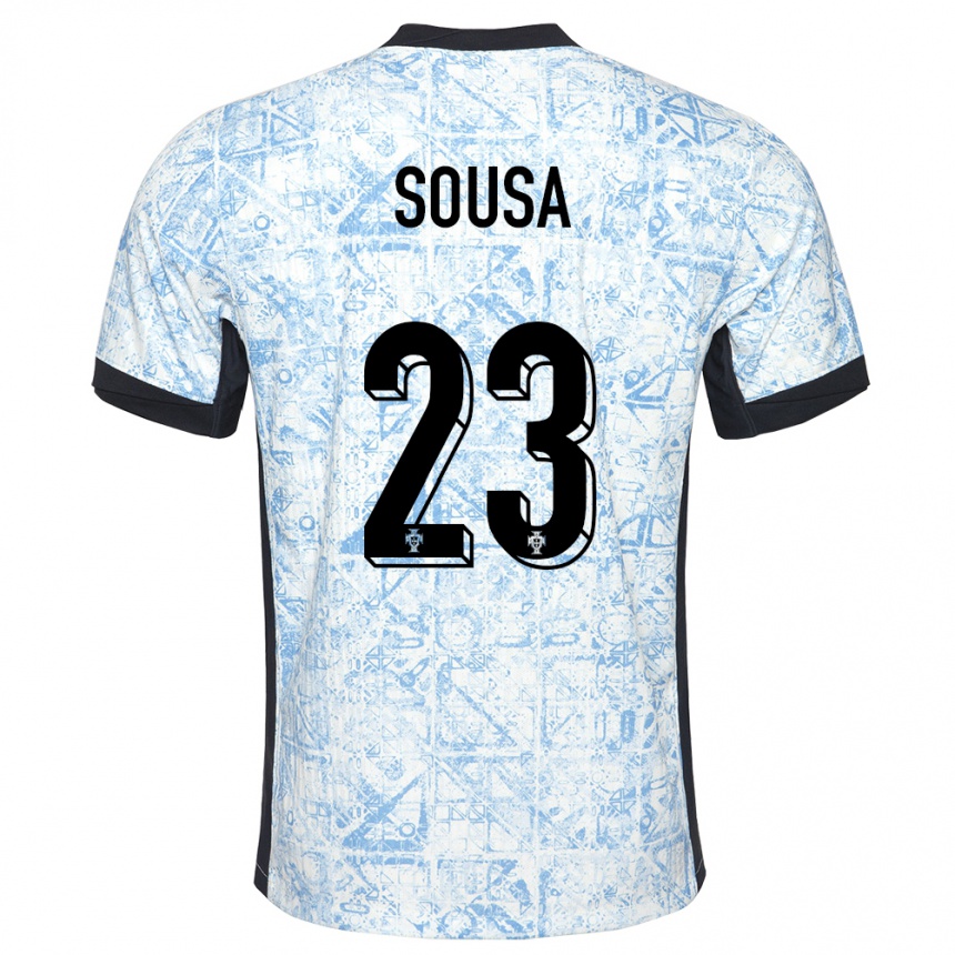 Kids Football Portugal Afonso Sousa #23 Cream Blue Away Jersey 24-26 T-Shirt Uk