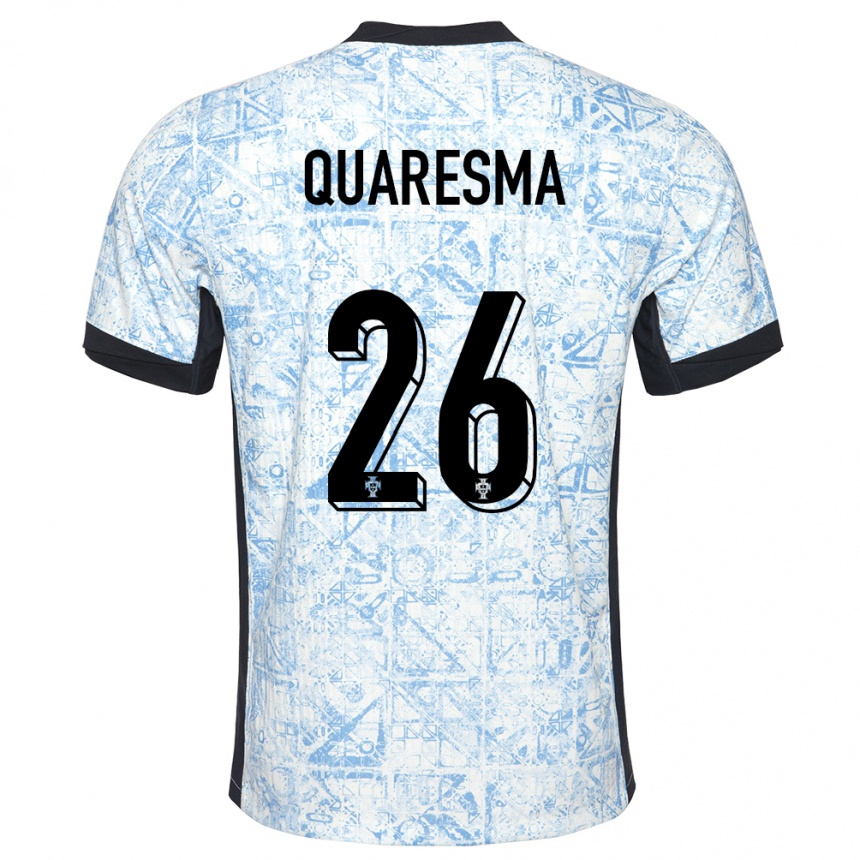 Kids Football Portugal Eduardo Quaresma #26 Cream Blue Away Jersey 24-26 T-Shirt Uk