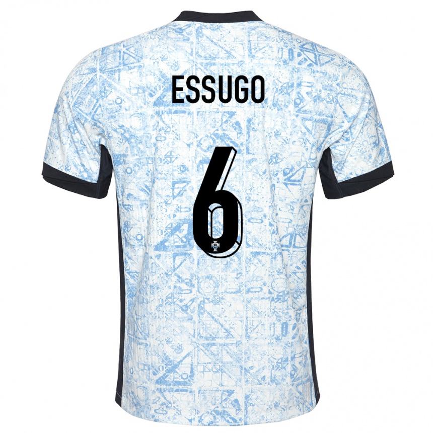 Kids Football Portugal Dario Essugo #6 Cream Blue Away Jersey 24-26 T-Shirt Uk