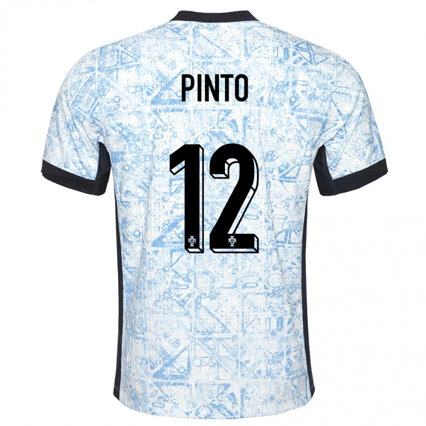 Kids Football Portugal Diogo Pinto #12 Cream Blue Away Jersey 24-26 T-Shirt Uk