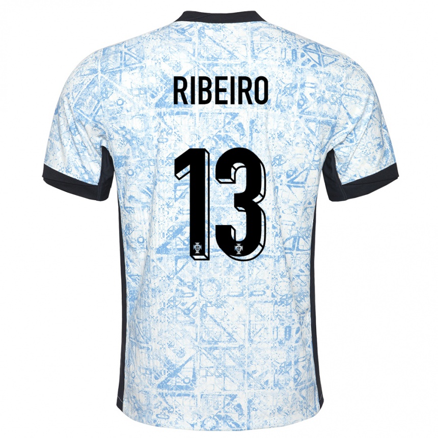 Kids Football Portugal Antonio Ribeiro #13 Cream Blue Away Jersey 24-26 T-Shirt Uk