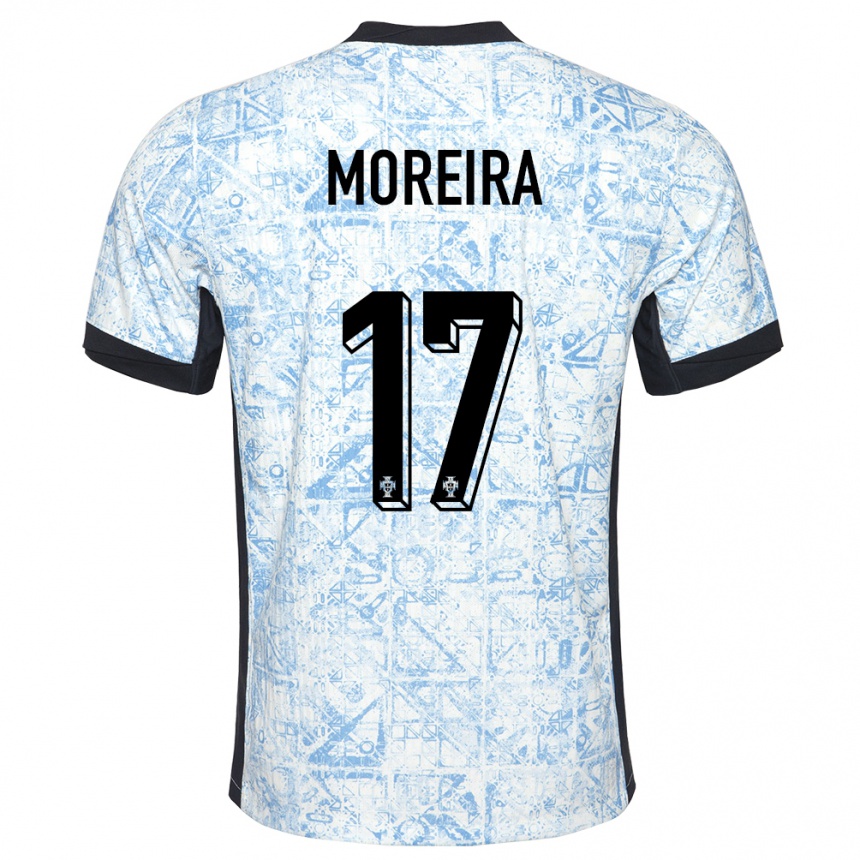 Kids Football Portugal Afonso Moreira #17 Cream Blue Away Jersey 24-26 T-Shirt Uk