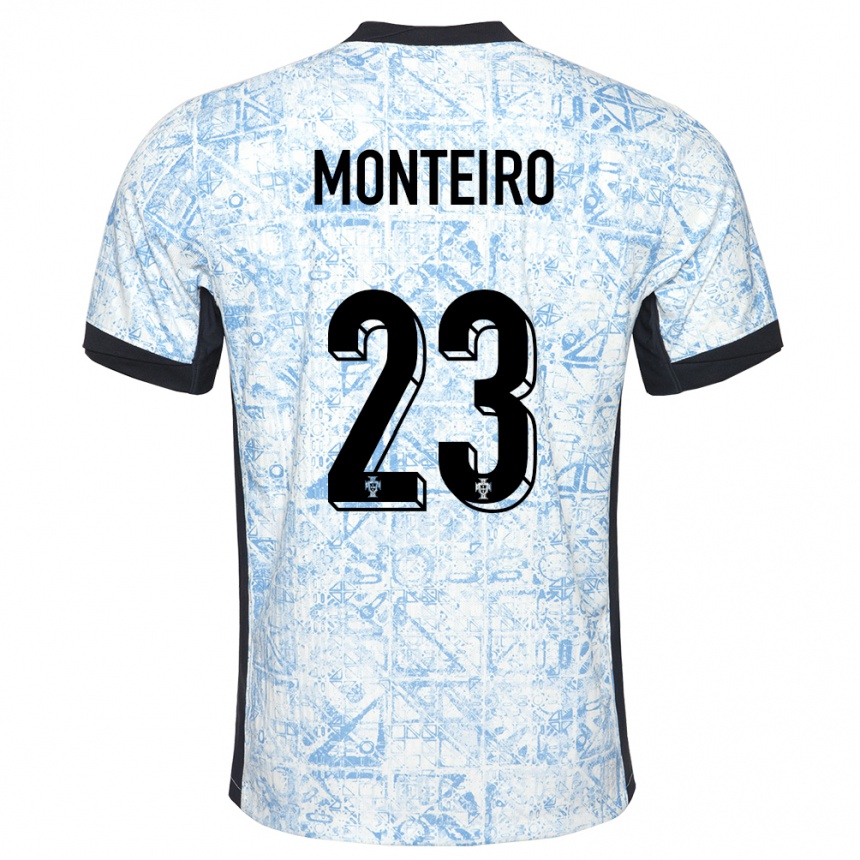 Kids Football Portugal David Monteiro #23 Cream Blue Away Jersey 24-26 T-Shirt Uk