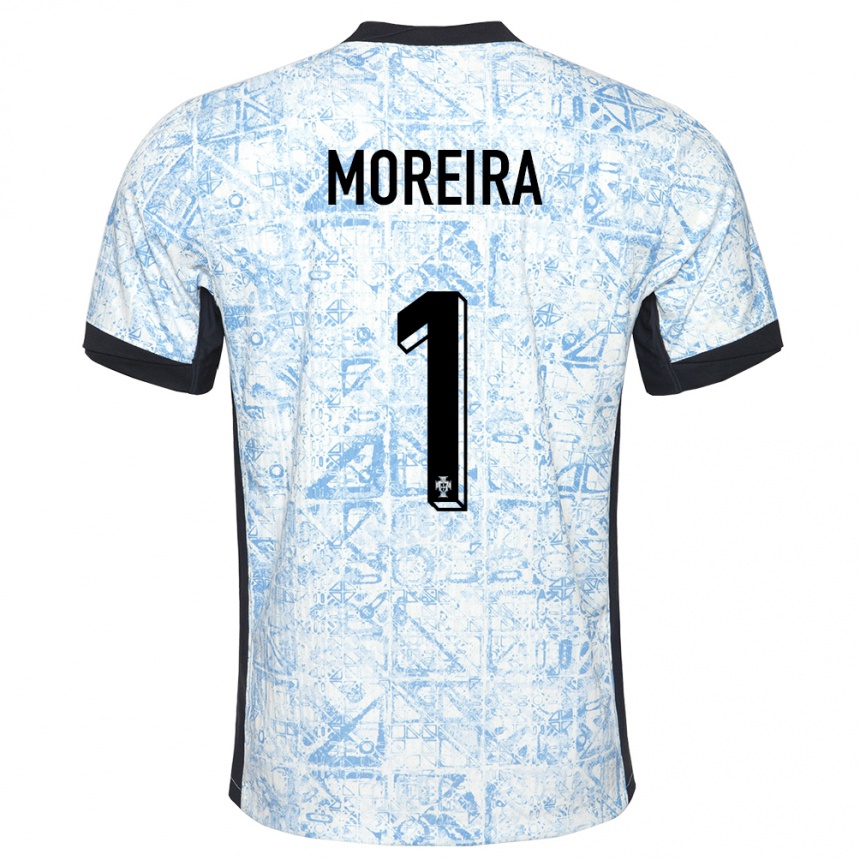 Kids Football Portugal Andre Moreira #1 Cream Blue Away Jersey 24-26 T-Shirt Uk