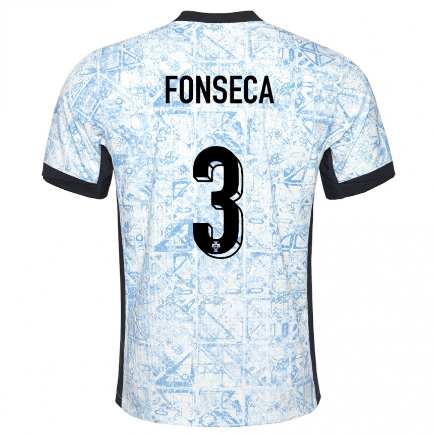 Kids Football Portugal Joao Fonseca #3 Cream Blue Away Jersey 24-26 T-Shirt Uk