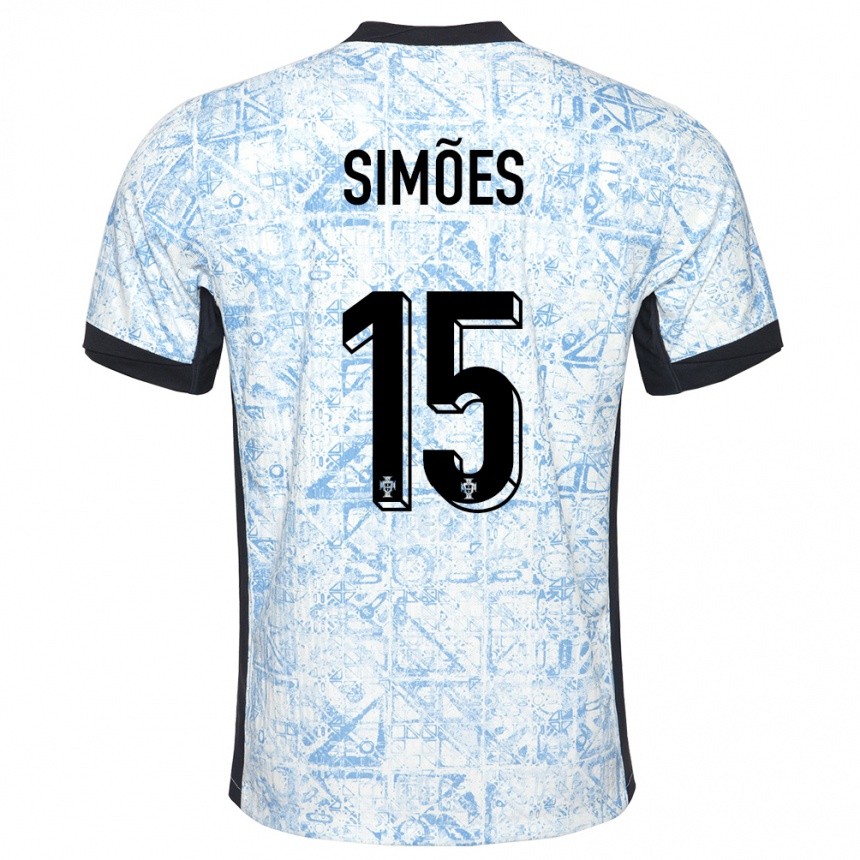 Kids Football Portugal Joao Simoes #15 Cream Blue Away Jersey 24-26 T-Shirt Uk