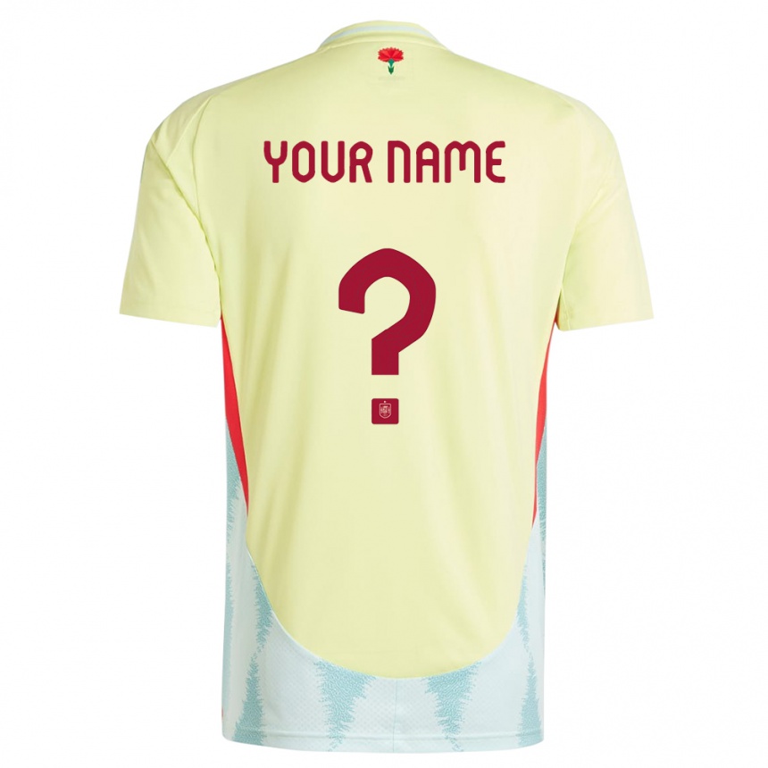 Kids Football Spain Your Name #0 Yellow Away Jersey 24-26 T-Shirt Uk