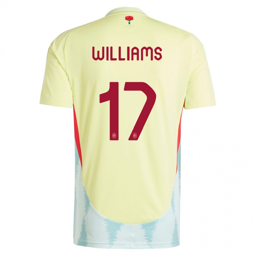 Kids Football Spain Nico Williams #17 Yellow Away Jersey 24-26 T-Shirt Uk