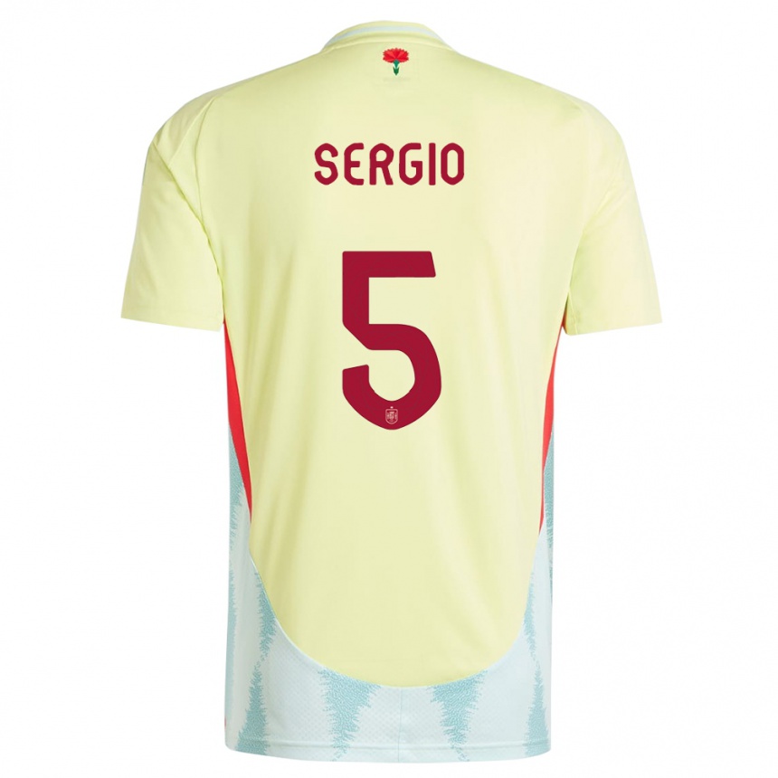 Kids Football Spain Sergio Busquets #5 Yellow Away Jersey 24-26 T-Shirt Uk