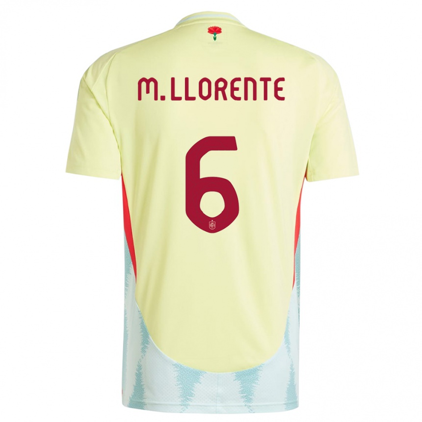 Kids Football Spain Marcos Llorente #6 Yellow Away Jersey 24-26 T-Shirt Uk