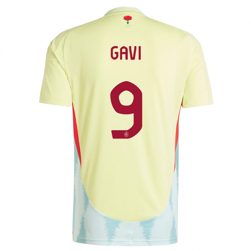 Kids Football Spain Gavi #9 Yellow Away Jersey 24-26 T-Shirt Uk