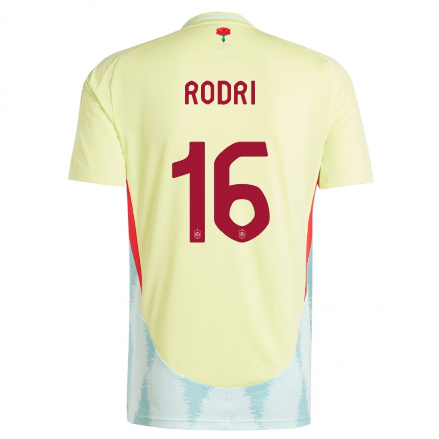 Kids Football Spain Rodri #16 Yellow Away Jersey 24-26 T-Shirt Uk