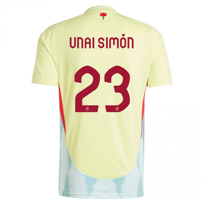 Kids Football Spain Unai Simon #23 Yellow Away Jersey 24-26 T-Shirt Uk