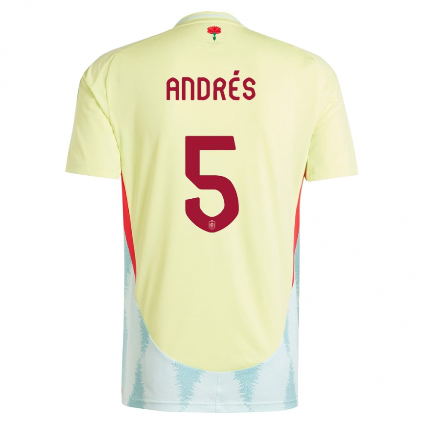 Kids Football Spain Ivana Andres #5 Yellow Away Jersey 24-26 T-Shirt Uk