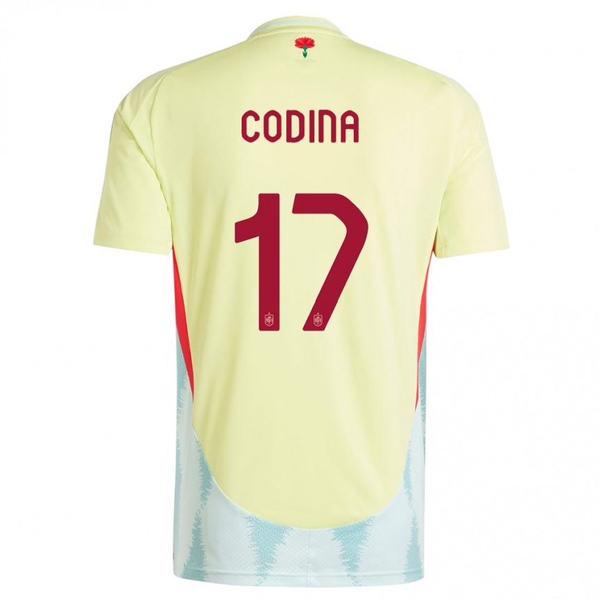 Kids Football Spain Laia Codina #17 Yellow Away Jersey 24-26 T-Shirt Uk