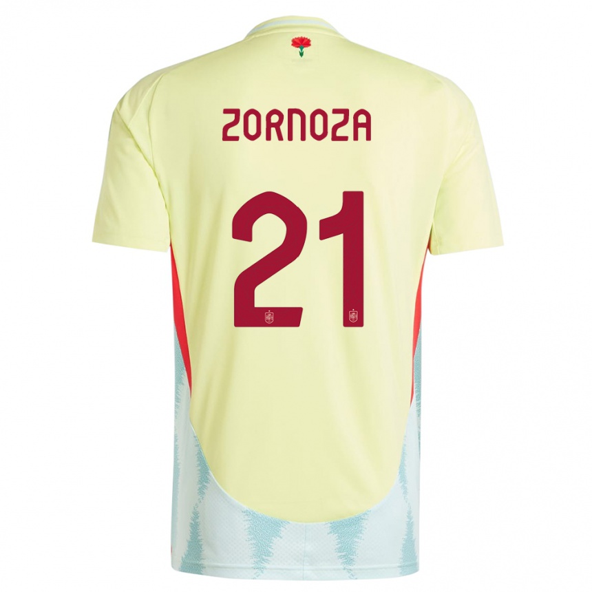 Kids Football Spain Claudia Zornoza #21 Yellow Away Jersey 24-26 T-Shirt Uk