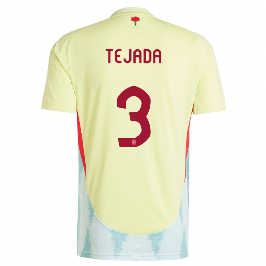 Kids Football Spain Ana Tejada #3 Yellow Away Jersey 24-26 T-Shirt Uk