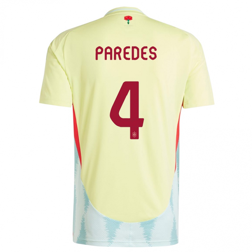 Kids Football Spain Irene Paredes #4 Yellow Away Jersey 24-26 T-Shirt Uk